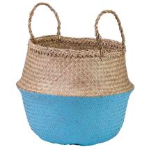 Capazo Con Asas Natural, Azul, D35x30/46h Cm