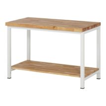 Werkbank Classic B1250xt900xh840mm Buche Massiv Lichtgrau 1 Ablageboden Rau