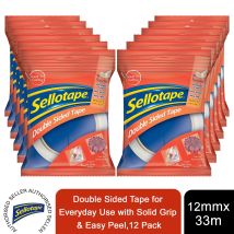 Sellotape Double Sided Tape For Everyday Use With Easy Peel 12mmx33m, 12pk