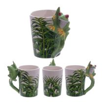 Puckator - Tazza In Ceramica Con Manico A Forma Di Rana, Decorazioni Con Alberi