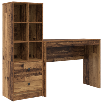 2 Pcs Bureau D'Ordinateur, Bureau D'Étude Avec Tiroir Et Étagère Bois Ancien Fr45 - Maison La Vie