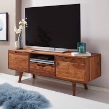 13casa - Meuble Tv 2 Portes Et 1 Tiroir 135x45x51 Cm En Sheesham Massif