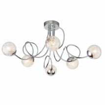 Endon Auria - Led 6 Luci Semifilo Cromato Con Filo Cromato, Paralume, G9
