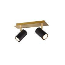 Marley Barra Base Oro Con 2 Spots Cilindri Nero L. 30cm 2 Luci Attacco Gu10