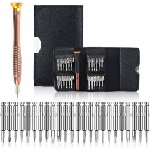 Juego De Destornilladores De Precisión Kzq Mini 25 En 1, Con Funda De Cuero, Para Iphone, Teléfono, Portátil, Reloj, Juguetes, Gafas Y Joyas.