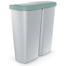 Monzana Cubo De Basura 50l 2 Recipientes Compartimentos Cocina Papelera Contenedor Residuos Reciclaje Tapa Cierre Resistente Oficina Taller Baño Grau 
