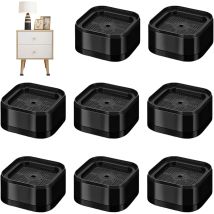 8 Pièces Empilable Rehausseur Meuble, Rehausseur Pieds De Lit Noir, Rehausseurs De Meubles Réglables, Pour Machines À Laver, Canapés, Tables