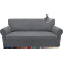 Seater Stretch Sofa Cover Super Soft Spandex Couch Cover For Dogs, Pet Sofa Slipcover Furniture Protector With Elastic Bottom (3 Seater, Light Grey)