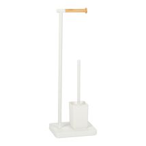 Toilettenpapierhalter und Toilettenbürstenhalter aus weißem Metall – 15 x 15 x 70 cm – 1,5 kg – Andrea House