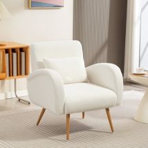 Poltrona Relax In Pile Con Cuscino Lombare E Piedi In Metallo Bianco Crema