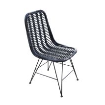 Chillvert - Sessel Aus Natürliches Rattan Esszimmer Parma 46x60x92 Cm Schwarz