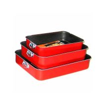 Lasañera de Aluminio 35x27 cm con Revestimiento Antiadherente Color Rojo – Manijas de Alambre de Acero