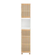 Mueble Columna De Baño Con 1 Compartimiento Armario Alto Para Baño Estanterías De Baño Con 2 Puertas Y 5 Estantes 33 X 33 X 165 Cm Blanco Bzr127-w 