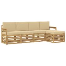 Conjunto De Sofás De Exterior 5 Pcs Y Beige 249 X 122,5 X 73 Cm Vidaxl
