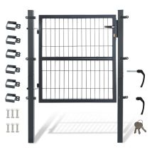 Randaco Gartentor Metall Gartentür Robust Langlebig Zauntor Verzinkt Einzel Wellengitter Zauntür Anthrazit (100x100cm)