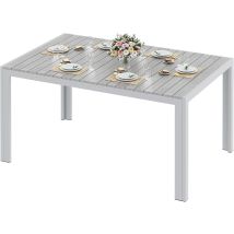 Wetterfester Gartentisch, Aluminium 140x90x75 Cm, Mit Wpc-tischplatte, Rechteckig, Für 6 Personen - (grau)