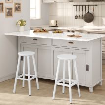 Klihome Barhocker 2er Set, Barstühle Küchenstühle, Rund Tresenhocker Mit Fußstütze, Küchenhocker Mit Metallgestell, Bis 150 Kg Belastbar, Für Bar 