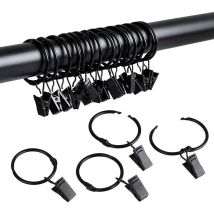 40 Pezzi Anelli Per Tende Con Clip, Anelli Per Tende In Metallo Per Tende Anelli Per Tende Clip Ganci (nero 25 Mm)