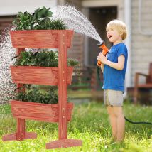 Unho - 3 Tiers Raised Bed Solid Wood Garden Box, Raised Planter Large Outdoor Garden Bed