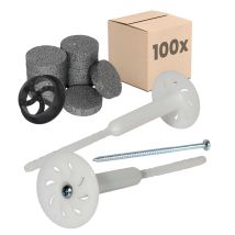 Protektor Dämmstoff-schraubdübel Für Fassadendämmung Mit Verzinkter Stahlschraube - 26cm, 100 Dübel + 200 Rondelle + 1 Fräser, Weiß