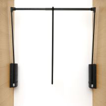 Servetto - Junior Kleiderlift Für Schrank 440-610mm Kleiderstange Ausklappbar Und Stufenlos Verstellbar Tk 10kg, Schwarz