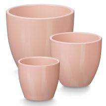 Übertöpfe Set aus 3 Keramiktöpfen Ø 14, 17, 22 cm in Mint und Rosa – Robuste, bruchsichere Töpfe für Innen und Außen