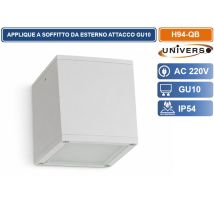 Universo H94-qb Lampada Applique Soffitto A Cubo Da Esterno Ip54 Con Portalampada Gu10 Bianco Opaco