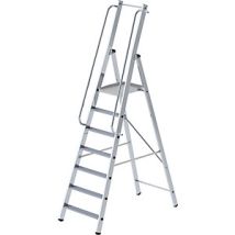 Escalera de tijera MUNK de 7 peldaños de aluminio – Altura 2650 mm – Plataforma 400 x 425 mm – Peso 14,5 kg