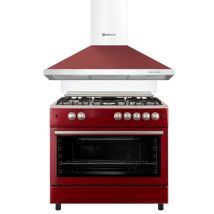 Solthermic Combo Pack Cocina F9l50g2r Horno Panoramico + Campana Decorativa 8924 Roja 90