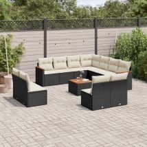 Torana - Set De Sofás De Jardín 12 Piezas Cojines Ratán Sintético Negro Vidaxl
