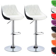 Skecten 2x Taburete De Bar De Cuero Pu / Taburete Altura Ajustable / On Respaldo Asiento Acolchado / Blanco+negro