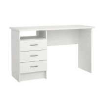 Linearer Schreibtisch Mit Drei Schubladen, Weiße Farbe, Maße 120 X 72 X 48 Cm