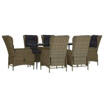 Set Da Pranzo Da Giardino In Vimini Di Resina Marrone Da 7 Pezzi 020014366