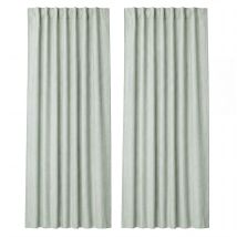 Marlow 100% Blackout Curtains Thermal Linen Look Pair Ready Made 46x72 In Green