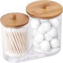 Ilovemilan - Cotton Storage Jars, Acrylic Cotton Swabs Organizer, Cotton Swab Holder, Transparent Portable Round Cotton Swab Storage For Cotton Swab, 