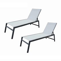 2er-set Chillvert Pisa Garten-liegestühle 203x64x43 Cm Aus Aluminium Mit Kissen Inklusive Hellgrau Und Anthrazit