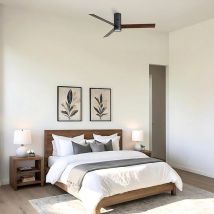 Ventilador de techo Ventyly HYBRID 120 cm con luz LED 18W, control remoto, reversible negro/nuez, 6 velocidades