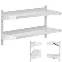 Royal Catering - Wandbord Doppel Wandregal Edelstahl Regal 2 Ablagen Hängeregal 100 X 40 Cm