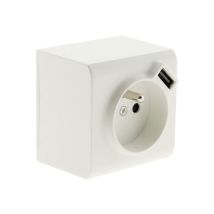 Zenitech – Presa con terra e ricarica USB Besto, bianca – 65mm x 65mm x 30mm – 2 anni di garanzia
