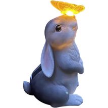 Rabbit Statue Solar Garden Ornaments Outdoor Garden Ornament With Light Solar Butterfly Home Decor Animal Figurine Gift For Lawn