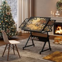 Plateau De Table En Métal Puzzle Puzzle De 1500 Pièces Avec 4 Plateaux (noir) Pour Adultes Offert