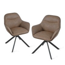 Goeurvant Chaise Pivotante À 360° Avec Assise Moelleuse, Dossier Courbé Et Accoudoirs Ergonomiques, Confort Élégant Pour Toutes Les Pièces - Lot De 2 