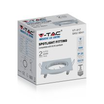 Clareo - V-tac Quadratische Led-einbaustrahlerhalterung Gu10, Farbe Weiß (box Mit 2 Stück)