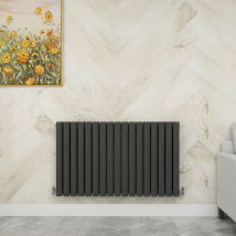 Sky Bathroom - 600x1003mm Anthracite Double Horizontal Oval Column Designer Central Heating Radiator