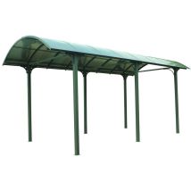 Tettoia Arrotondata Carport Foresta Per Posto Camper, Furgone, Barca, In Alluminio, Tetto Policarbonato. Foresta