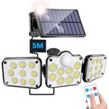Coavas 3-tasten Solar-außenleuchte Mit Bewegungsmelder, 138 Led, Abnehmbares Solarmodul, Fernbedienung, Wasserdichte Pir-solarleuchte Für Garten, 