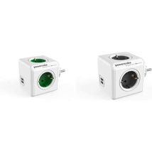 Ladrón Allocacoc Powercube Original 4 Tomas + 2 Usb (5v). Color Verde -