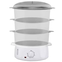 Cocedor de vapor eléctrico KÜKEN 800W – Cocción saludable en 3 niveles – Tapa transparente – Garantía de 2 años