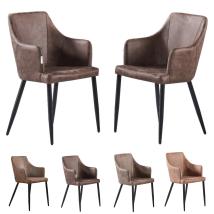 Set Di 2 Sedie Da Pranzo Zarah - Sedia Da Pranzo Imbottita In Similpelle Con Gambe In Metallo Per Sala Da Pranzo - Marrone Scuro