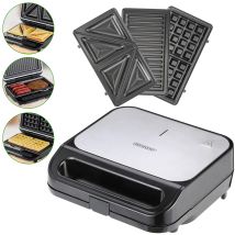 Piastra Elettrica 3in1 Sandwich Waffle Panini 3 Piastre Intercambiabili Antiaderente 1000w Tostapane Bpa Free Manico Cool-touch - Monzana